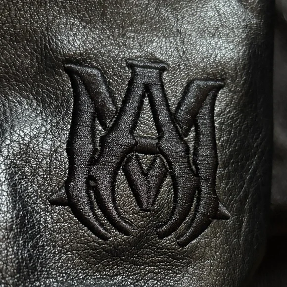 AMIRI All-Black Leather-Sleeve Bomber Jacket - Picture 4 of 4